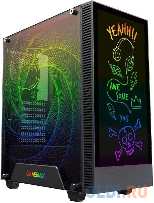 GameMax Корпус Kreator без БП (Midi Tower, ATX, Черный, 1*USB3.0 + 1*USB2.0, RGB 1*120 мм+ fan cont)