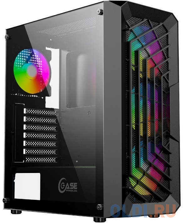 Powercase Mistral C4B, Tempered Glass, 4x 120mm 5-color fan, чёрный, ATX  (CMICB-L4)