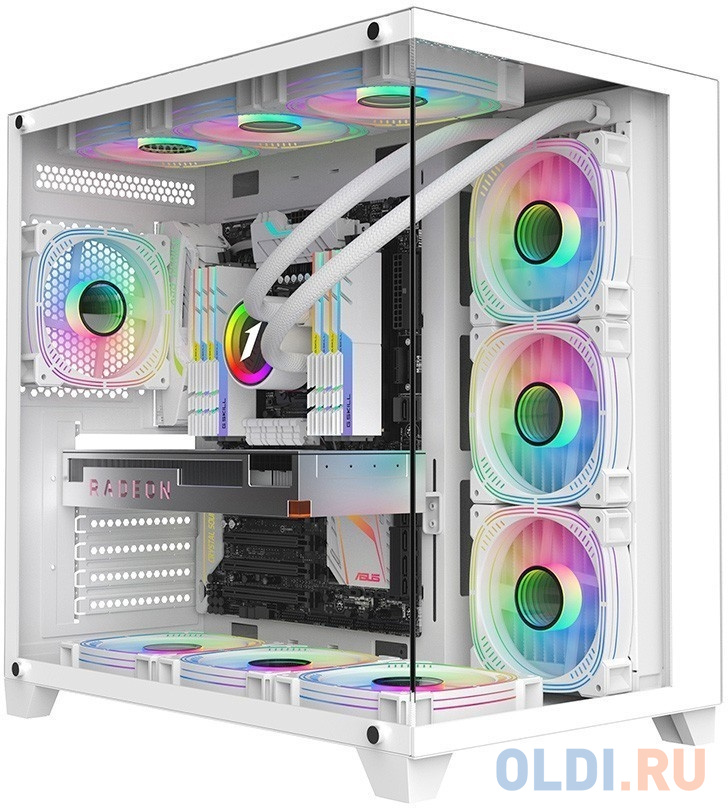 Корпус ATX 1stPlayer MEGAVIEW MV8-TP White Без БП белый - MEGAVIEW MV8-TP White