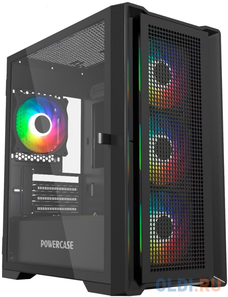 Powercase Alisio Micro X4B V2, Tempered Glass, 4х 120mm ARGB fans, ARGB HUB, чёрный, mATX  (CAMCXB-A4)