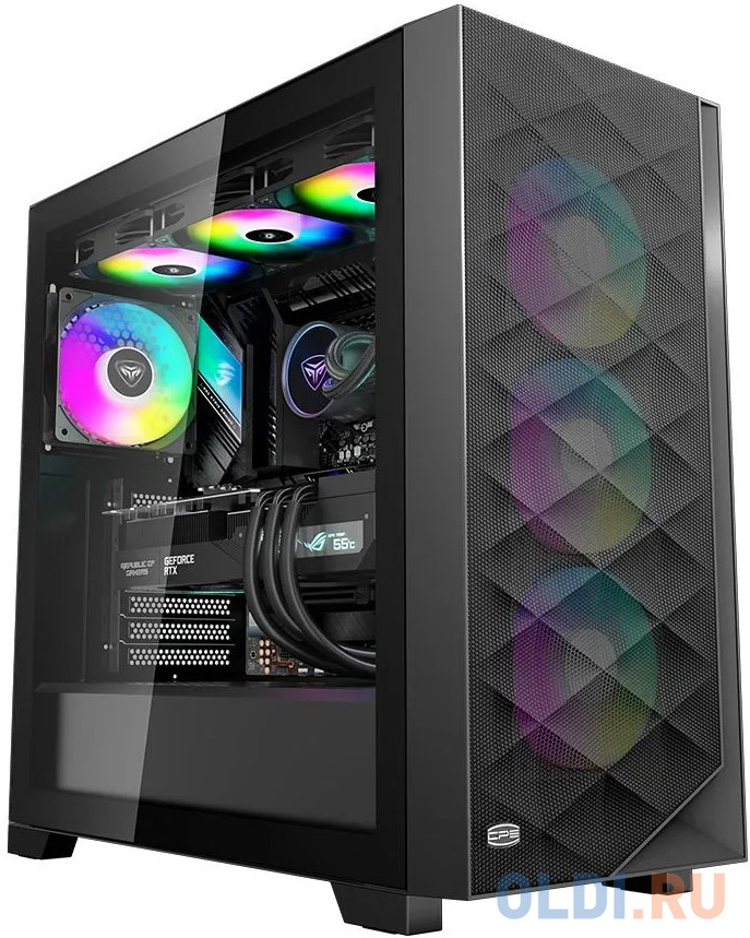 

Корпус без блока питания/ PCCOOLER C3D510 BK, Mesh Mid Tower, Black, TG, 0.7 SPCC, no fans E-ATX, ATX, mATX, mITX 170/390/205mm 2x2.5", 2x3.5&quo