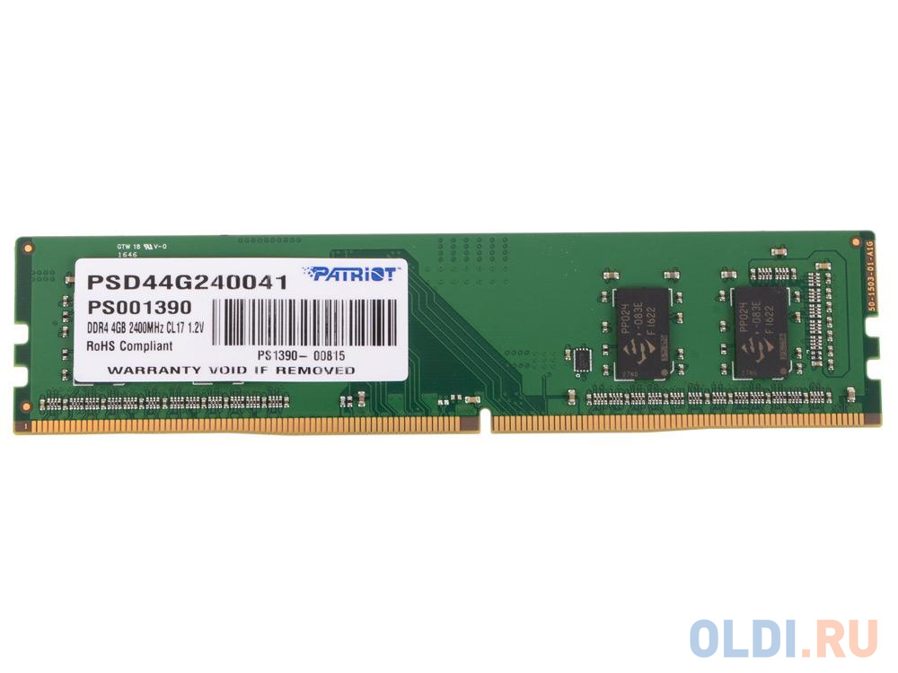 Оперативная память для компьютера Patriot PSD44G240041 DIMM 4Gb DDR4 2400MHz - фото 2