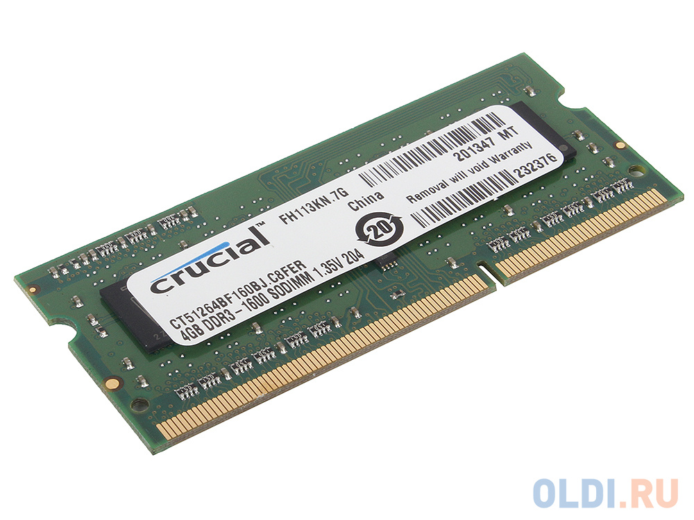 

Оперативная память Crucial CT51264BF160BJ SO-DIMM 4Gb DDR3 PC3-12800 1600MHz