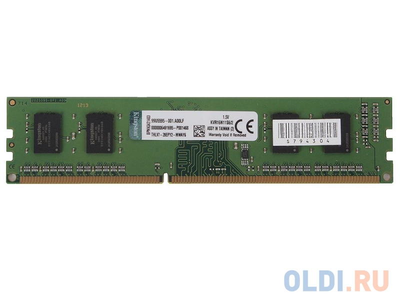 Оперативная память для компьютера Kingston KVR16N11S6/2 DIMM 2Gb DDR3 1600 MHz KVR16N11S6/2 фото