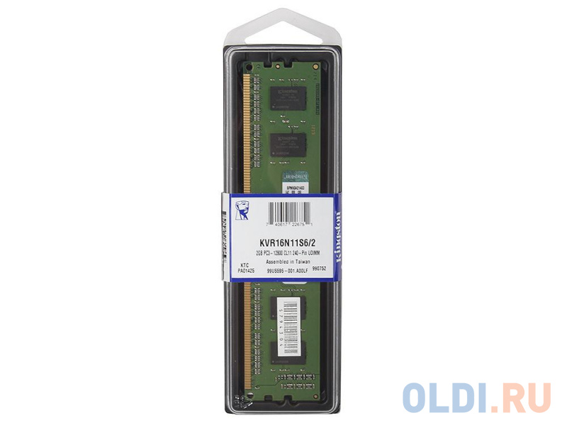 Оперативная память для компьютера Kingston KVR16N11S6/2 DIMM 2Gb DDR3 1600 MHz KVR16N11S6/2 фото