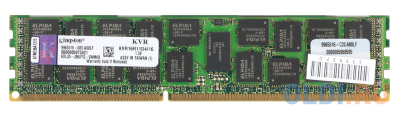 Оперативная память для компьютера Kingston ValueRAM DIMM 16Gb DDR3 1600 MHz KVR16R11D4/16 оперативная память для компьютера kingston valueram dimm 8gb ddr3 1600 mhz kvr16n11h 8wp
