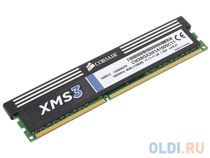 

Оперативная память для компьютера Corsair CMX8GX3M1A1600C11 DIMM 8Gb DDR3 1600MHz