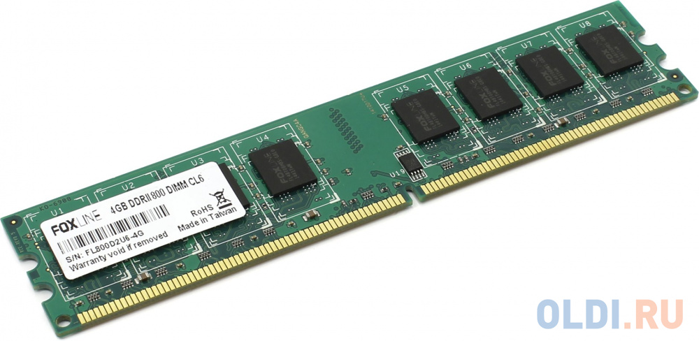 

Оперативная память 4Gb (1x4Gb) PC2-6400 800MHz DDR2 DIMM CL6 Foxline FL800D2U6-4G, FL800D2U5-4G
