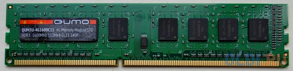 Оперативная память для компьютера QUMO QUM3U-4G1600C11 DIMM 4Gb DDR3 1600 MHz QUM3U-4G1600C11