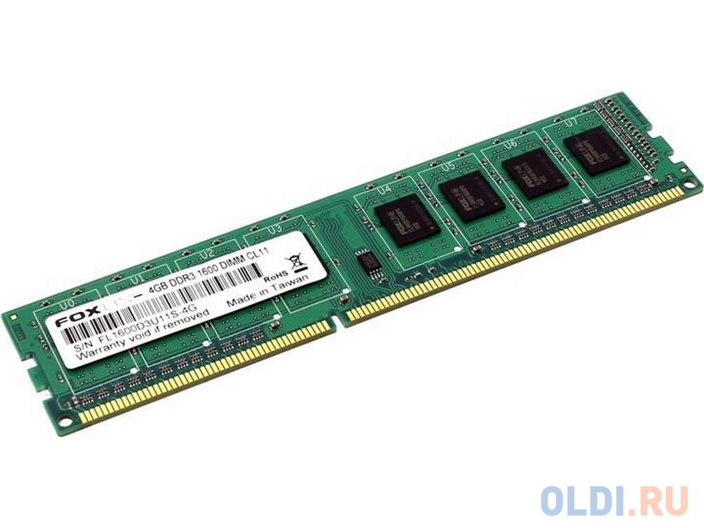 Оперативная память для компьютера Foxline FL1600D3U11S-4GH DIMM 4Gb DDR3 1600 MHz FL1600D3U11S-4GH