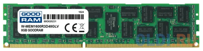 

Модуль памяти GoodRam Модуль памяти 8GB DDR3 PC3-12800 ECC REG. 512MX4 1.35V