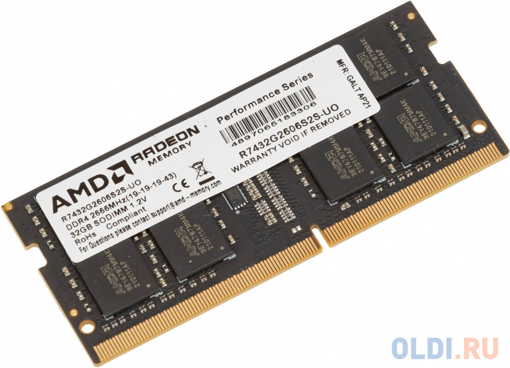 Оперативная память для ноутбука AMD R7432G2606S2S-UO SO-DIMM 32Gb DDR4 2666 MHz R7432G2606S2S-UO