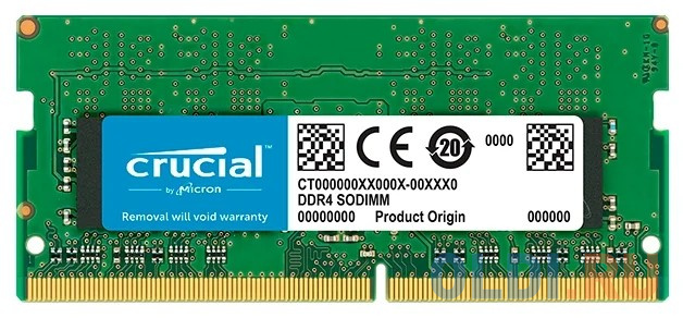 Оперативная память для ноутбука 8Gb (1x8Gb) PC4-25600 3200MHz DDR4 SO-DIMM CL22 Crucial CT8G4SFS832A