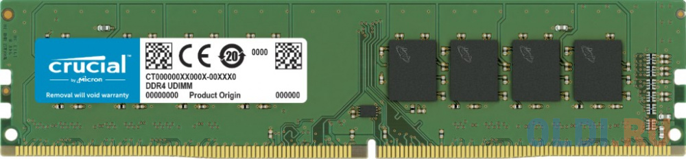 Оперативная память для компьютера 32Gb (1x32Gb) PC4-25600 3200MHz DDR4 UDIMM Unbuffered CL22 Crucial CT32G4DFD832A CT32G4DFD832A