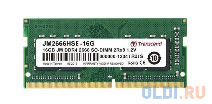 Оперативная память для ноутбука Transcend JM2666HSE-16G SO-DIMM 16Gb DDR4 2666MHz