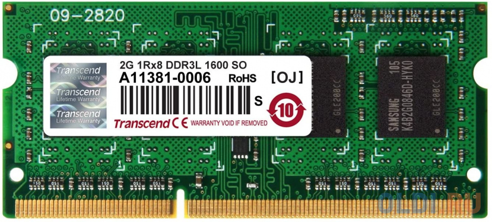 

Оперативная память для ноутбука 2Gb (1x2Gb) PC-12800 1600MHz DDR3L SO-DIMM CL11 Transcend TS256MSK64W6N