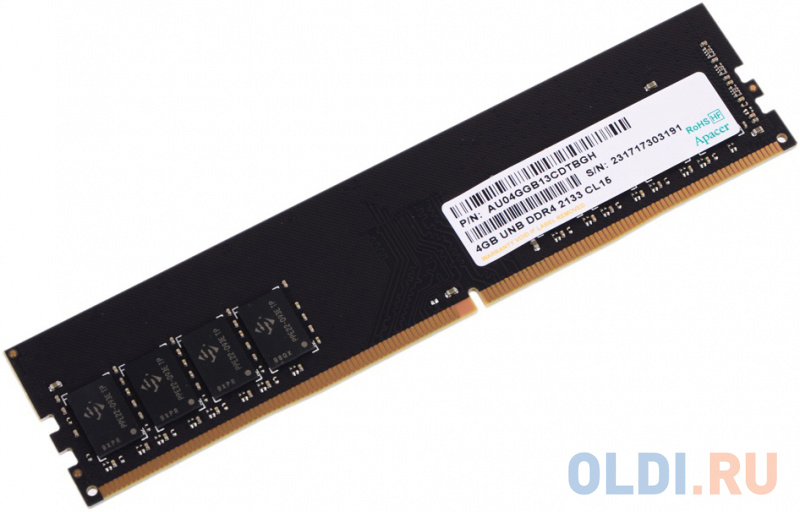 

Оперативная память 4Gb (1x4Gb) PC4-17000 2133MHz DDR4 DIMM CL15 Apacer EL.04G2R.KDH