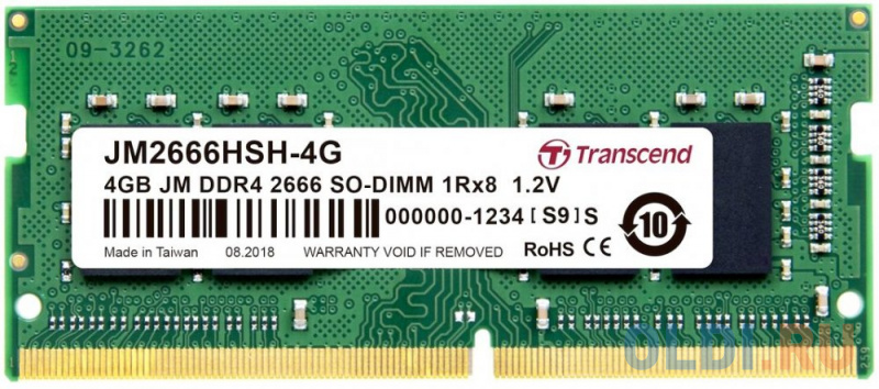

Оперативная память для ноутбука Transcend JM2666HSD-4G SO-DIMM 4Gb DDR4 2666MHz