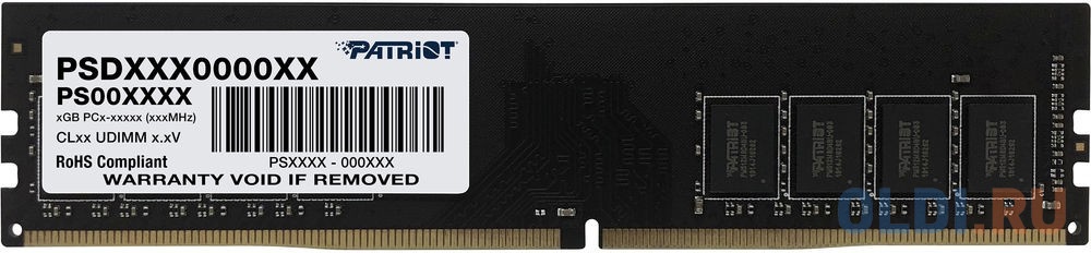 Оперативная память для компьютера Patriot PSD416G32002 DIMM 16Gb DDR4 3200MHz, цвет черный - фото 1