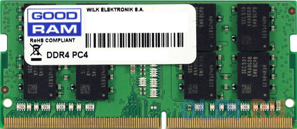 

Оперативная память Goodram GR2400S464L17/16G SO-DIMM 16Gb DDR4 PC4-19200 2400MHz