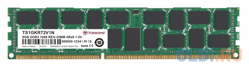 

Оперативная память 8Gb (1x8Gb) PC2-8500 1066MHz DDR3 DIMM ECC Registered CL7 Transcend TS1GKR72V1N