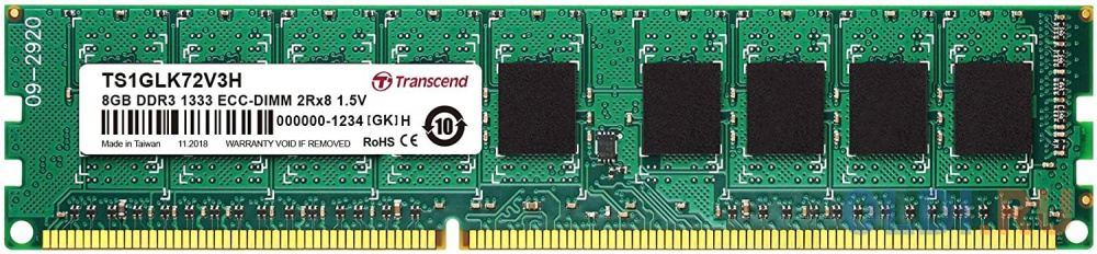 

Оперативная память 8Gb (1x8Gb) PC3-10600 1333MHz DDR3 DIMM ECC CL9 Transcend TS1GLK72V3H