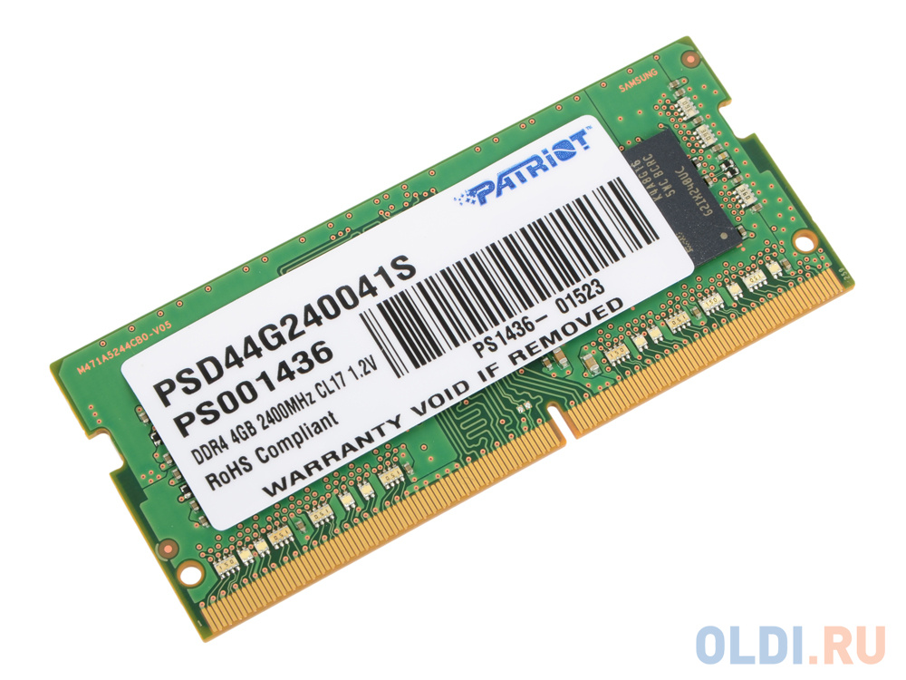 Оперативная память — Patriot PSD44G240041S SO-DIMM 4Gb DDR4 2400MHz - фото 1