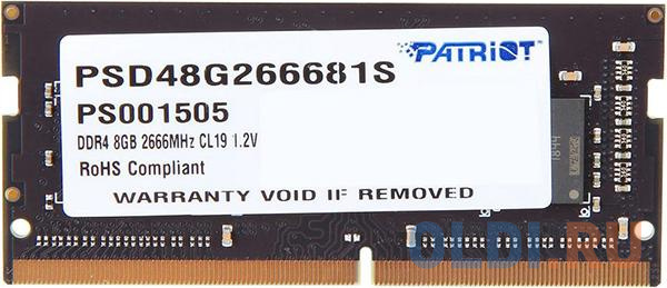 Оперативная память для ноутбука Patriot PSD48G266681S SO-DIMM 8Gb DDR4 2666 MHz PSD48G266681S оперативная память для ноутбука apacer as08ggb26cqybgh so dimm 8gb ddr4 2666 mhz as08ggb26cqybgh