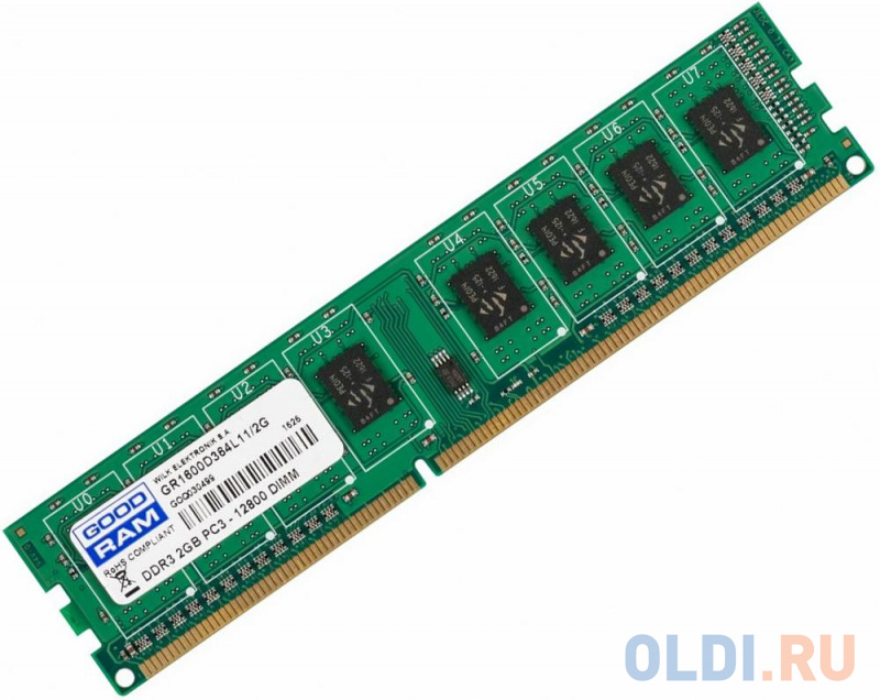 

Оперативная память 2Gb (1x2Gb) PC3-12800 1600MHz DDR3 DIMM CL11 Goodram GR1600D364L11/2G