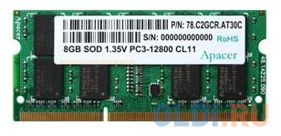 Оперативная память для ноутбука Apacer DV.08G2K.KAM SO-DIMM 8Gb DDR3 1600 MHz DV.08G2K.KAM оперативная память для ноутбука kingston kvr16ls11s6 2 so dimm 2gb ddr3 1600 mhz kvr16ls11s6 2