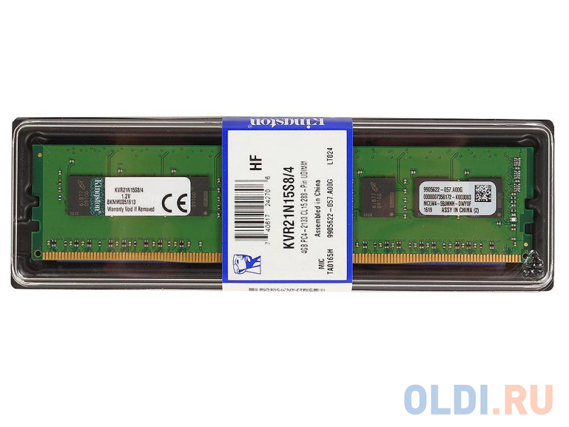 Оперативная память для компьютера Kingston KVR21N15S8/4 DIMM 4Gb DDR4 2133MHz фото