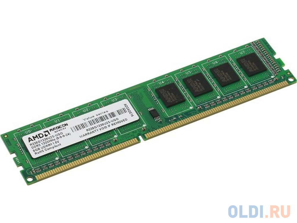 Оперативная память для компьютера AMD Radeon R3 Value Series DIMM 8Gb DDR3 1333 MHz R338G1339U2S-UO