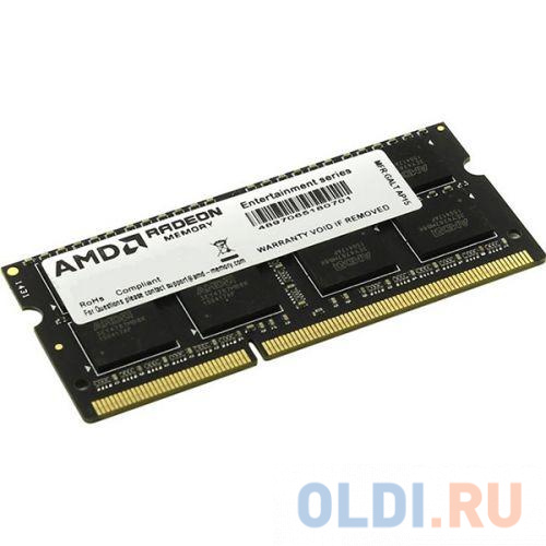 Оперативная память для ноутбука AMD R5 Entertainment Series Black SO-DIMM 8Gb DDR3L 1600MHz R538G1601S2SL-UO оперативная память для ноутбука kingston kvr16ls11 4wp so dimm 4gb ddr3l 1600 mhz kvr16ls11 4wp
