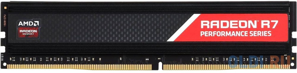 Оперативная память для компьютера AMD R7 Performance Series Black Gaming Memory DIMM 16Gb DDR4 2666MHz R7S416G2606U2S 64gb amd radeon™ ddr4 3600 dimm r9 gamers series   gaming memory r9s464g3606u2k non ecc cl18 1 35v heat shield kit 2x32gb rtl 183566