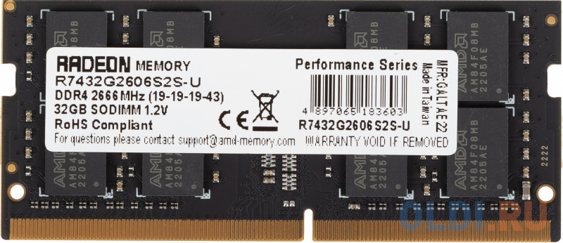 Оперативная память для ноутбука AMD R7 Performance SO-DIMM 32Gb DDR4 2666 MHz R7432G2606S2S-U фото