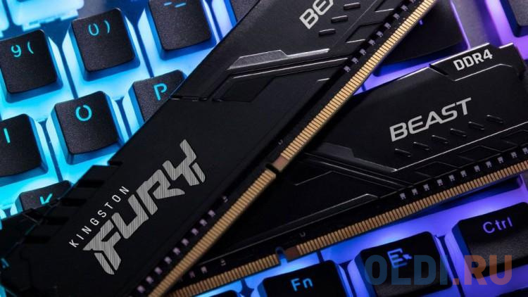 Оперативная память для компьютера Kingston FURY Beast Black DIMM 16Gb DDR4 3200 MHz KF432C16BBK4/16 фото