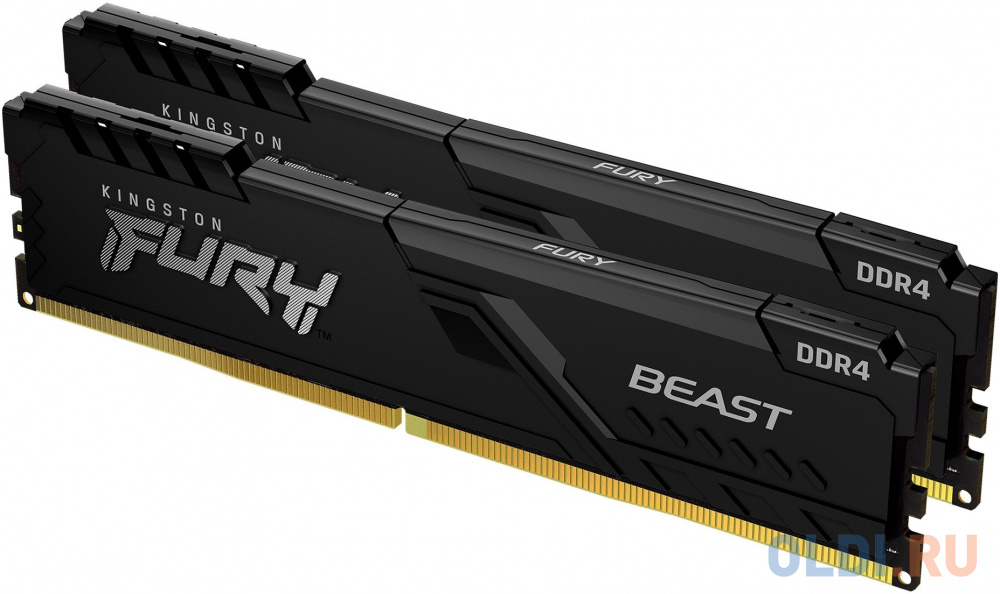Оперативная память для компьютера Kingston FURY Beast Black DIMM 16Gb DDR4 3733 MHz KF437C19BBK2/16 фото