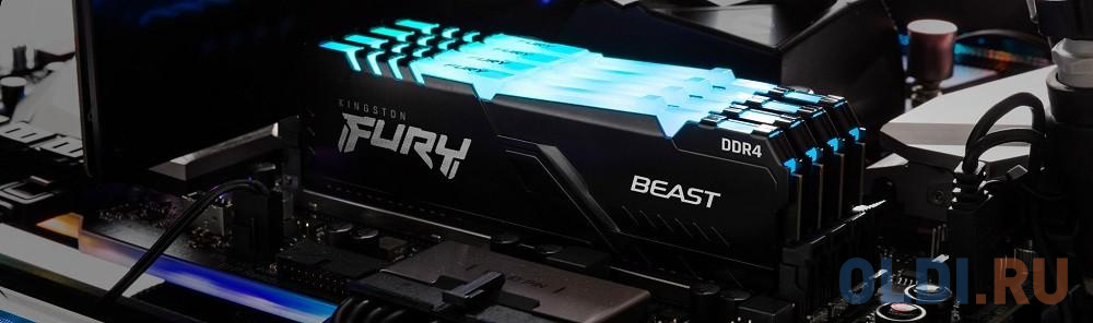 Оперативная память для компьютера Kingston Fury Beast RGB DIMM 16Gb DDR4 3000MHz KF430C15BBAK2/16 от OLDI