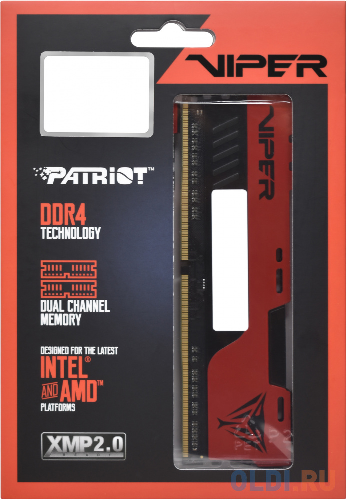 Память DDR4 8Gb 3200MHz Patriot PVE248G320C8 RTL Gaming PC4-25600 CL18 DIMM 288-pin 1.35В фото