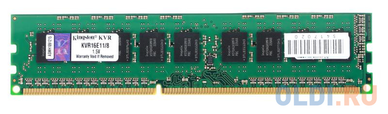 Оперативная память для компьютера Kingston ValueRAM DIMM 8Gb DDR3 1600 MHz KVR16E11/8 оперативная память для ноутбука kingston kvr16ls11s6 2 so dimm 2gb ddr3 1600 mhz kvr16ls11s6 2