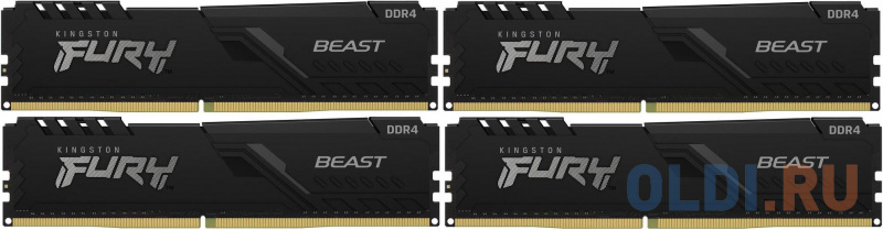 

Kingston 128GB 3000MHz DDR4 CL16 DIMM (Kit of 4) FURY Beast Black