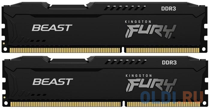 Оперативная память для компьютера Kingston FURY Beast Black DIMM 8Gb DDR3 1600MHz KF316C10BBK2/8 оперативная память для компьютера kingston fury beast   dimm 4gb ddr3 1600 mhz kf316c10bb 4