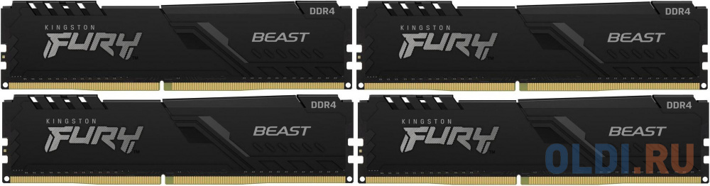 Оперативная память для компьютера Kingston FURY Beast DIMM 64Gb DDR4 2666 MHz KF426C16BB1K4/64 KF426C16BB1K4/64 оперативная память для компьютера kingston fury beast rgb dimm 16gb ddr4 2666 mhz kf426c16bb2a 16