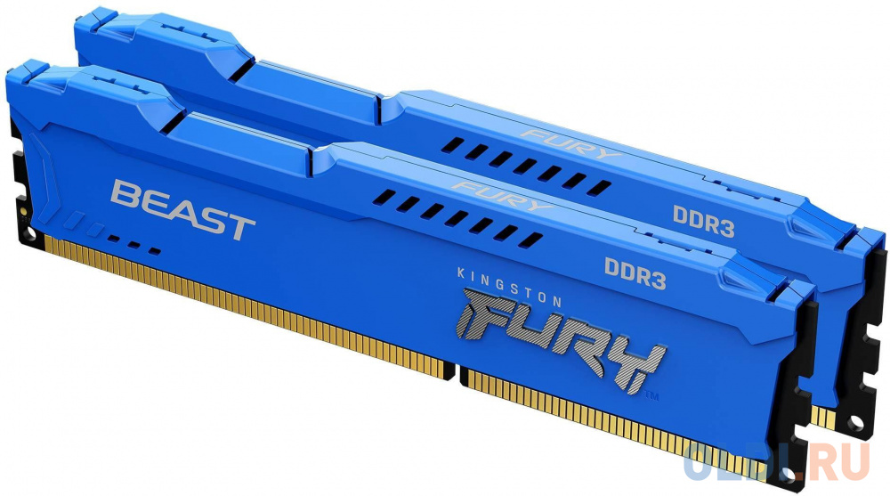 Оперативная память для компьютера Kingston FURY Beast Blue DIMM 8Gb DDR3 1600 MHz KF316C10BK2/8 оперативная память для компьютера qumo qum3u 4g1600c11 dimm 4gb ddr3 1600 mhz qum3u 4g1600c11