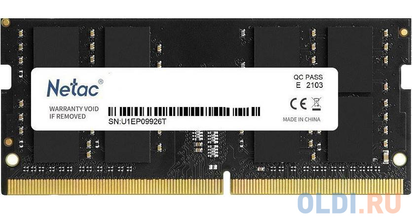 Оперативная память для ноутбука Netac Basic SO-DIMM 16Gb DDR4 2666 MHz NTBSD4N26SP-16 модуль памяти для ноутбука netac basic sodimm 16gb ddr4 3200 pc4 25600 c22 22 22 22 52 1 2v