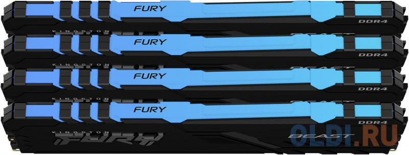 Оперативная память для компьютера Kingston FURY Beast RGB DIMM 128Gb DDR4 3200 MHz KF432C16BBAK4/128 фото