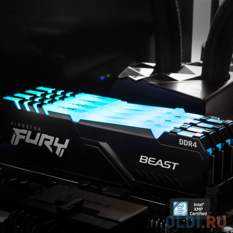Оперативная память для компьютера Kingston FURY Beast RGB DIMM 128Gb DDR4 3200 MHz KF432C16BBAK4/128 фото