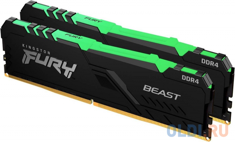 Оперативная память для компьютера Kingston FURY Beast Black RGB DIMM 32Gb DDR4 3200 MHz KF432C16BBAK2/32 фото