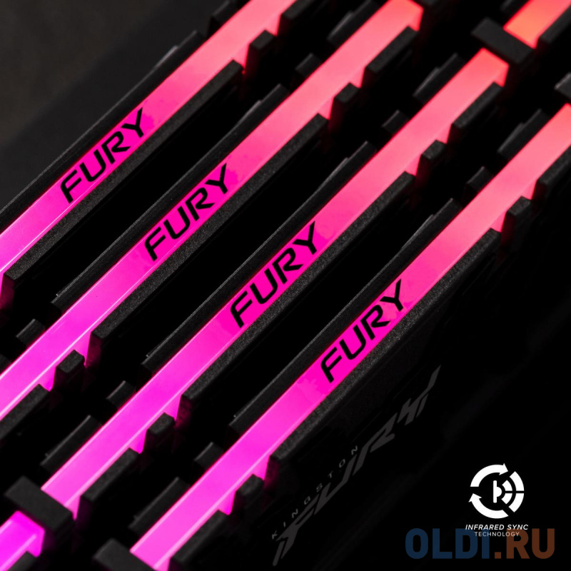 Kingston 64GB 3600MHz DDR4 CL16 DIMM (Kit of 4) 1Gx8 FURY Renegade RGB фото