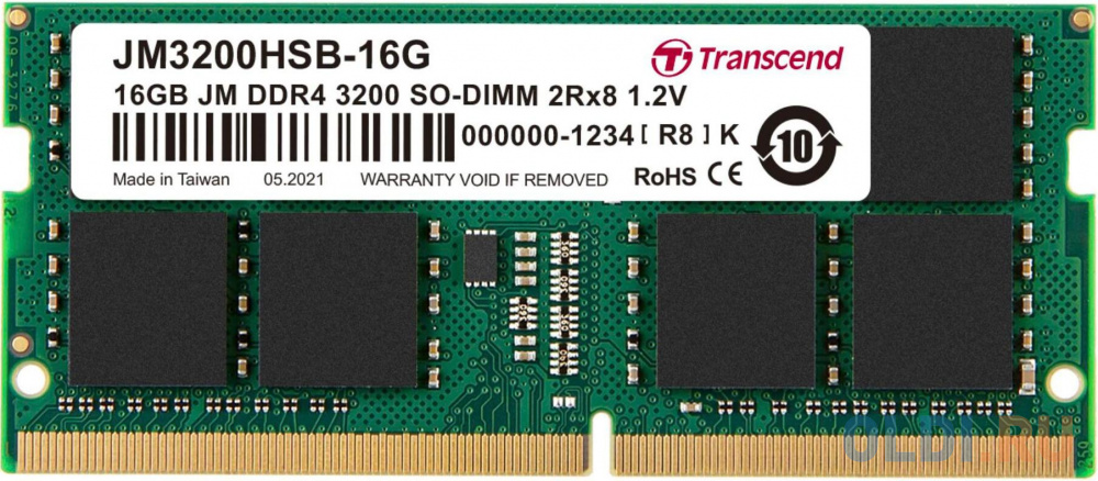 Модуль памяти Transcend Модуль памяти Transcend 16GB JM DDR4 3200Mhz SO-DIMM 2Rx8 1Gx8 CL22 1.2V